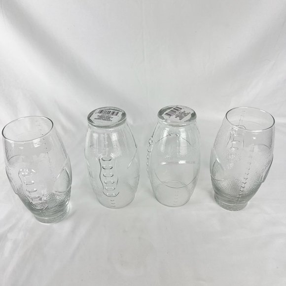 4 Clear Glass 23 Oz Textured Football Shape Drinks Glasses USA Greenbrier - Picture 7 of 9